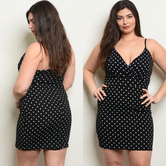 Polka Dot Stretch mini dress Plus size - Picture 2 of 11